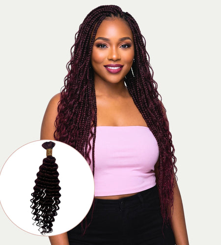 Burgundy Deep Wave Color 99J Bulk 100% Human Braiding Hair