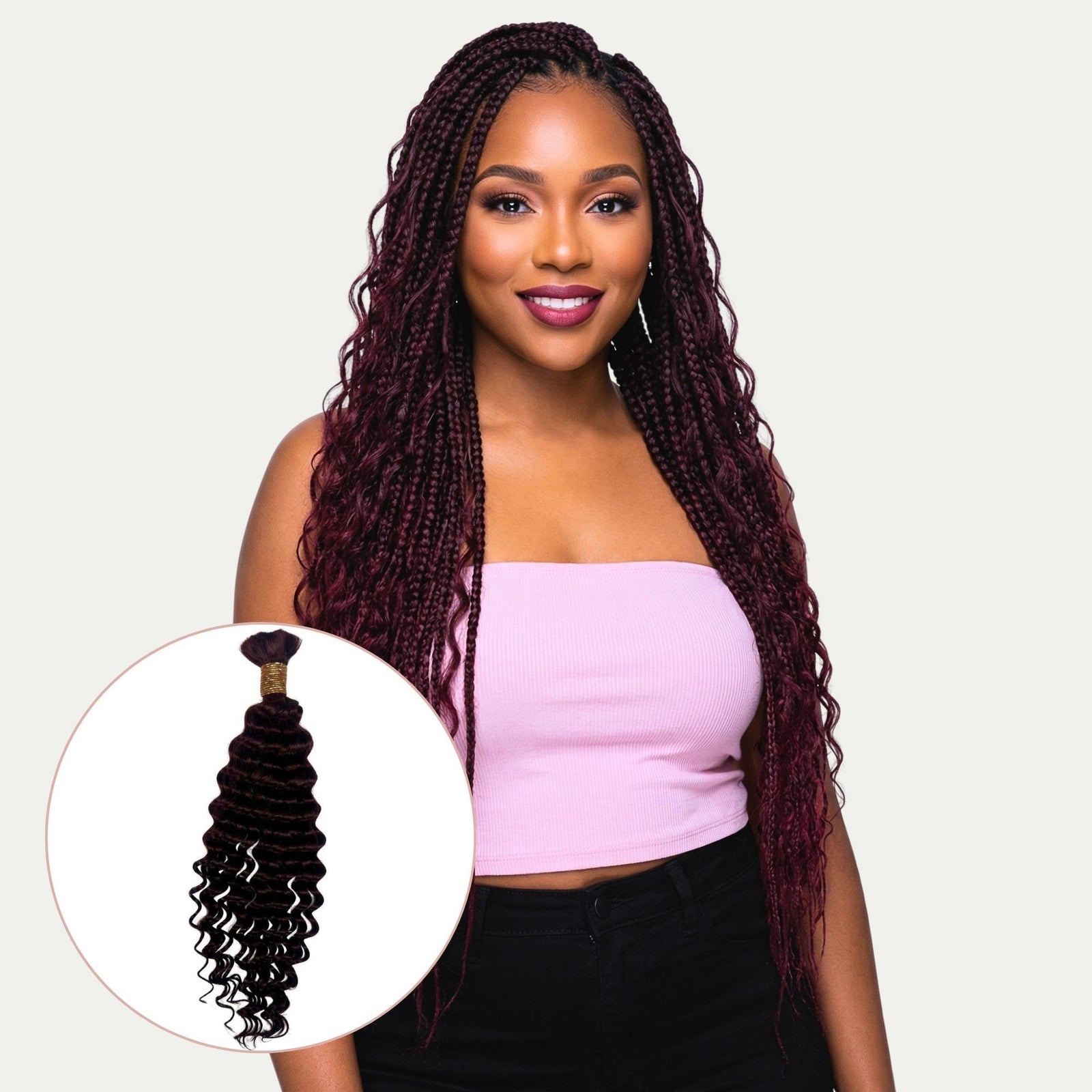 Burgundy Deep Wave Color 99J Bulk 100% Human Braiding Hair