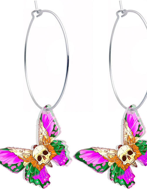 Load image into Gallery viewer, Butterfly Skull Hoop Earrings by Onyx O
