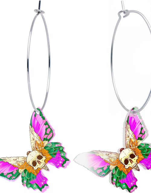 Load image into Gallery viewer, Butterfly Skull Hoop Earrings by Onyx O
