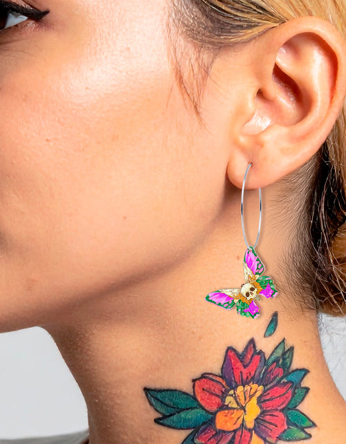 Load image into Gallery viewer, Butterfly Skull Hoop Earrings by Onyx O
