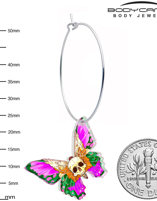 Load image into Gallery viewer, Butterfly Skull Hoop Earrings by Onyx O
