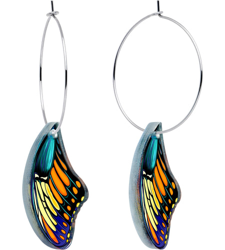 Butterfly Wing Hoop Earrings by Onyx O