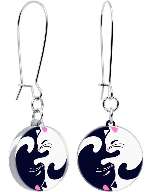 Load image into Gallery viewer, Cute Kitty Cat Yin Yang Dangle Earrings by Onyx O
