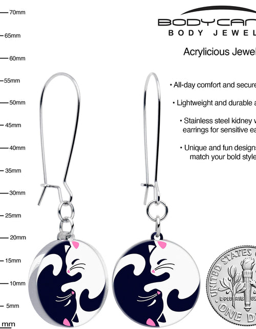 Load image into Gallery viewer, Cute Kitty Cat Yin Yang Dangle Earrings by Onyx O
