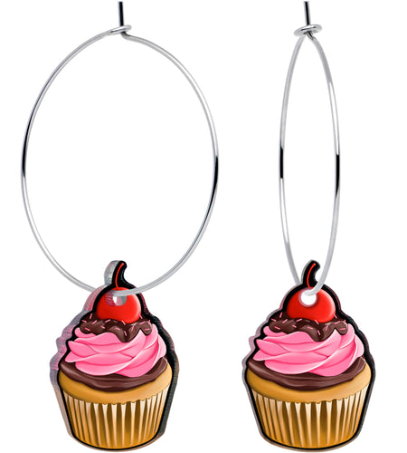 Valentine Cupcake Hoop Earrings by Onyx O