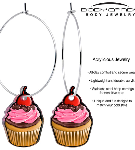 Valentine Cupcake Hoop Earrings by Onyx O