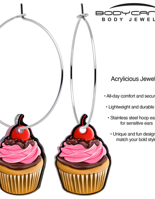 Load image into Gallery viewer, Valentine Cupcake Hoop Earrings by Onyx O
