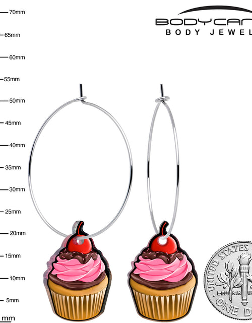 Load image into Gallery viewer, Valentine Cupcake Hoop Earrings by Onyx O

