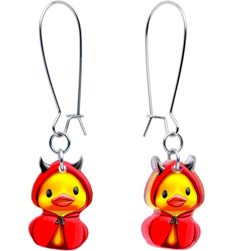 Hot Litle Devil Duck Dangle Earrings by Onyx O