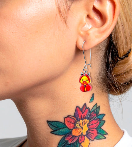 Hot Litle Devil Duck Dangle Earrings by Onyx O
