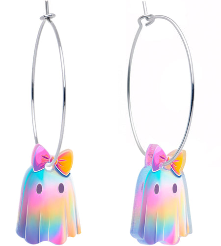 Iridescent Ghost Girl Hoop Earrings by Onyx O