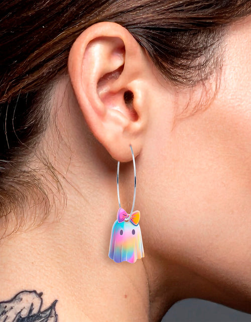 Load image into Gallery viewer, Iridescent Ghost Girl Hoop Earrings by Onyx O
