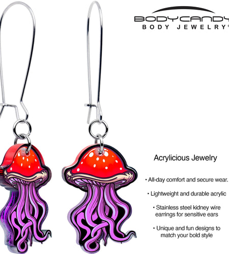 Mushroom Jellyfish Dangle Earrings by Onyx O