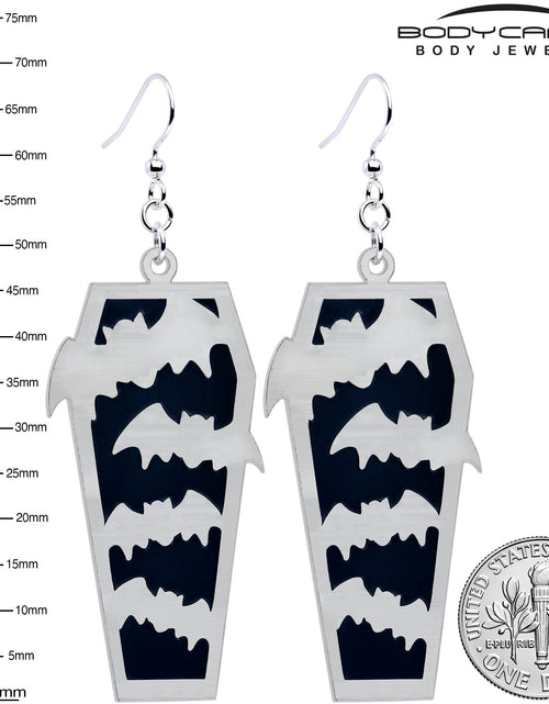 Load image into Gallery viewer, Glowing Bats Coffin Glow in the Dark Dangle Earrings by Onyx O
