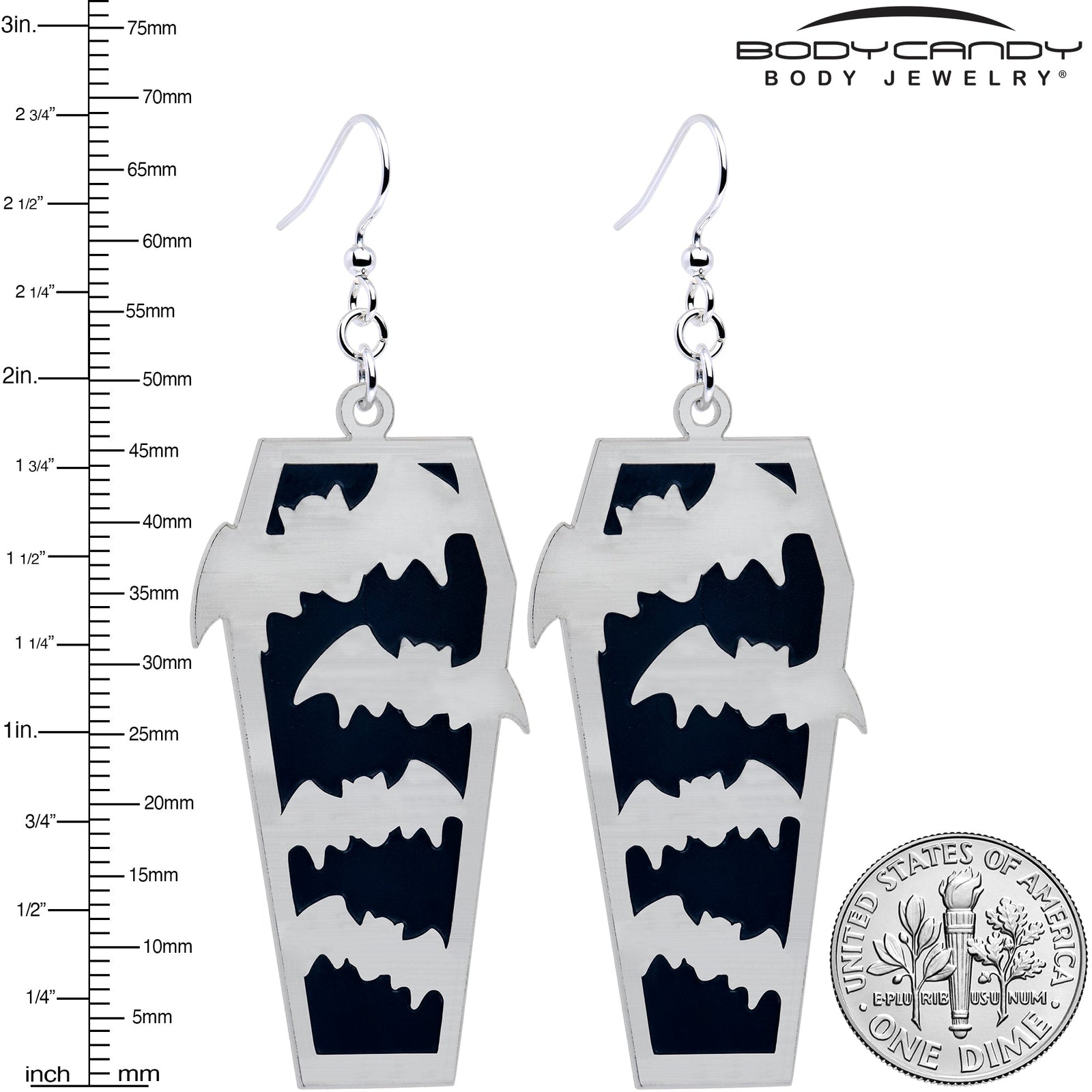 Glowing Bats Coffin Glow in the Dark Dangle Earrings by Onyx O