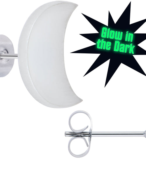 Load image into Gallery viewer, Crescent Moon Glow in the Dark Stud Earrings by Onyx O
