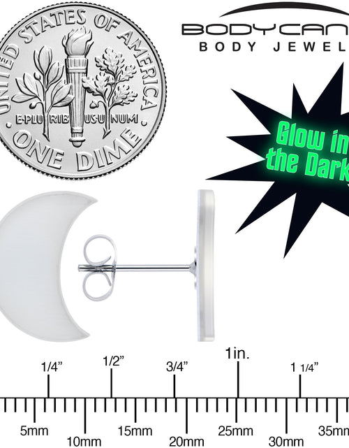 Load image into Gallery viewer, Crescent Moon Glow in the Dark Stud Earrings by Onyx O
