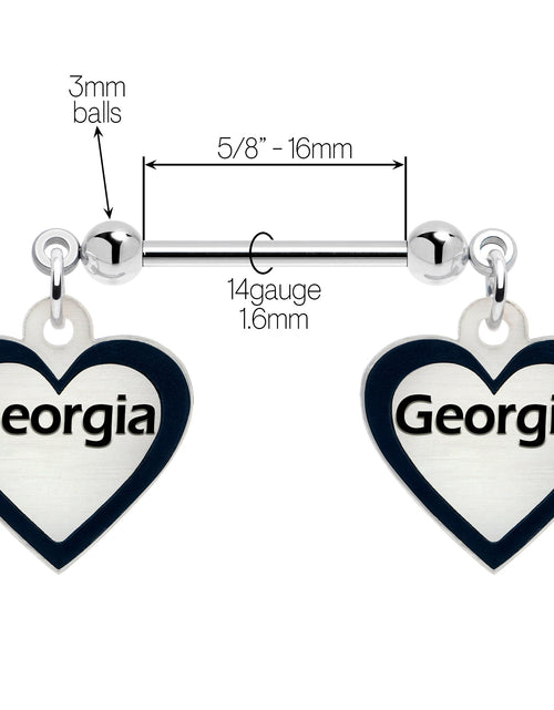 Load image into Gallery viewer, Custom Heart Glow in the Dark Double Personalized Name Dangle Nipple Ring Set
