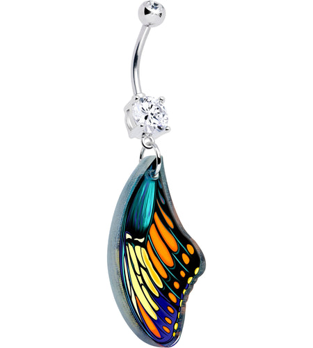 Double Gem Butterfly Wing Dangle Belly Ring by Onyx O