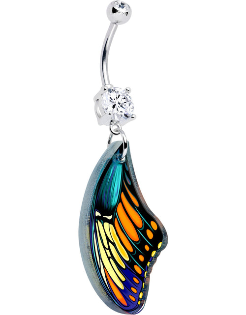 Load image into Gallery viewer, Double Gem Butterfly Wing Dangle Belly Ring by Onyx O
