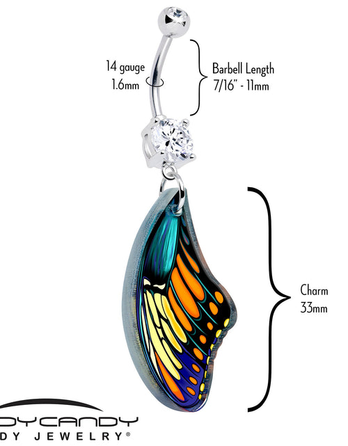 Load image into Gallery viewer, Double Gem Butterfly Wing Dangle Belly Ring by Onyx O
