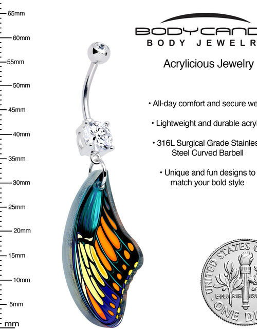 Load image into Gallery viewer, Double Gem Butterfly Wing Dangle Belly Ring by Onyx O
