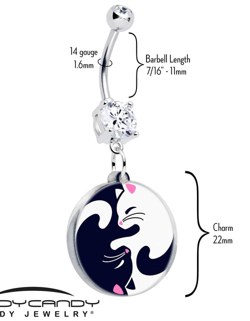 Load image into Gallery viewer, Double Gem Yin Yang Cat Dangle Belly Ring by Onyx O
