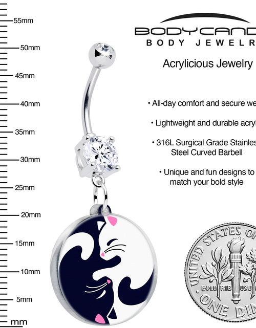 Load image into Gallery viewer, Double Gem Yin Yang Cat Dangle Belly Ring by Onyx O

