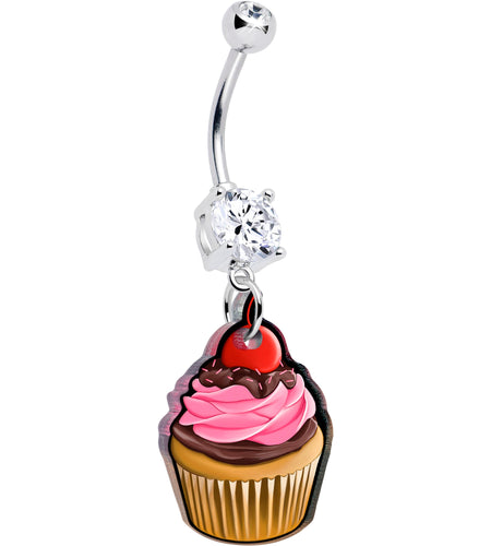 Double Gem Valentine Cupcake Dangle Belly Ring by Onyx O