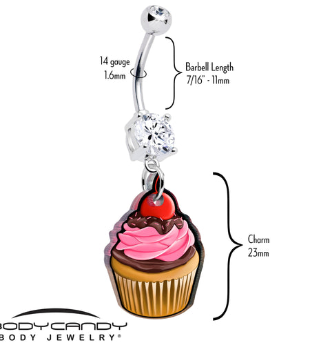 Double Gem Valentine Cupcake Dangle Belly Ring by Onyx O