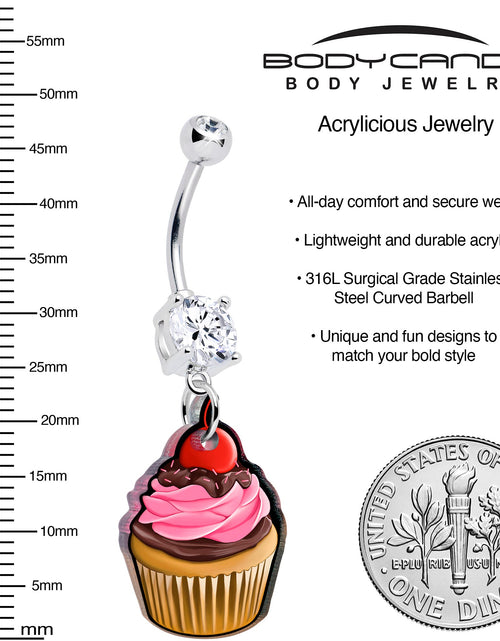 Load image into Gallery viewer, Double Gem Valentine Cupcake Dangle Belly Ring by Onyx O
