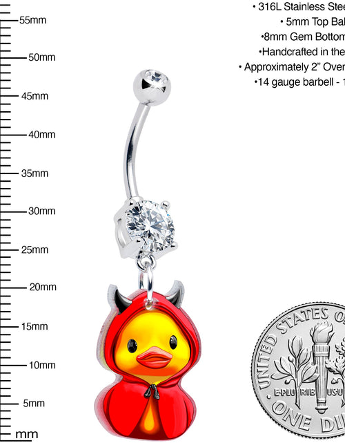 Load image into Gallery viewer, Clear Gem Hot Litle Devil Duck Dangle Belly Ring by Onyx O
