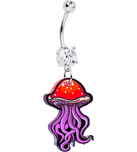 Double Gem Mushroom Jellyfish Dangle Belly Ring by Onyx O