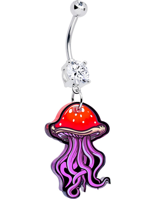 Load image into Gallery viewer, Double Gem Mushroom Jellyfish Dangle Belly Ring by Onyx O
