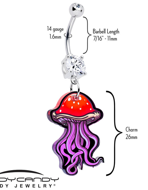 Load image into Gallery viewer, Double Gem Mushroom Jellyfish Dangle Belly Ring by Onyx O
