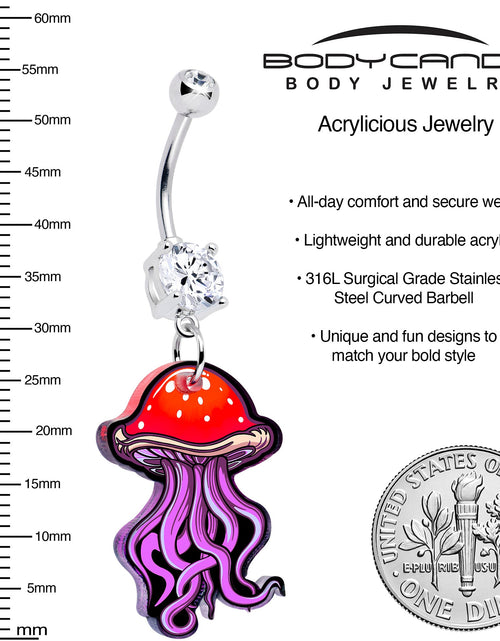 Load image into Gallery viewer, Double Gem Mushroom Jellyfish Dangle Belly Ring by Onyx O
