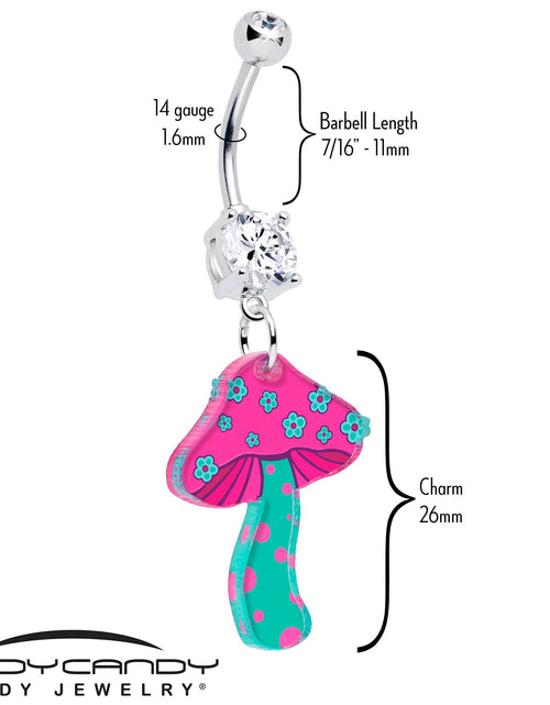 Load image into Gallery viewer, Double Gem Funky Floral Mushroom Dangle Belly Ring by Onyx O

