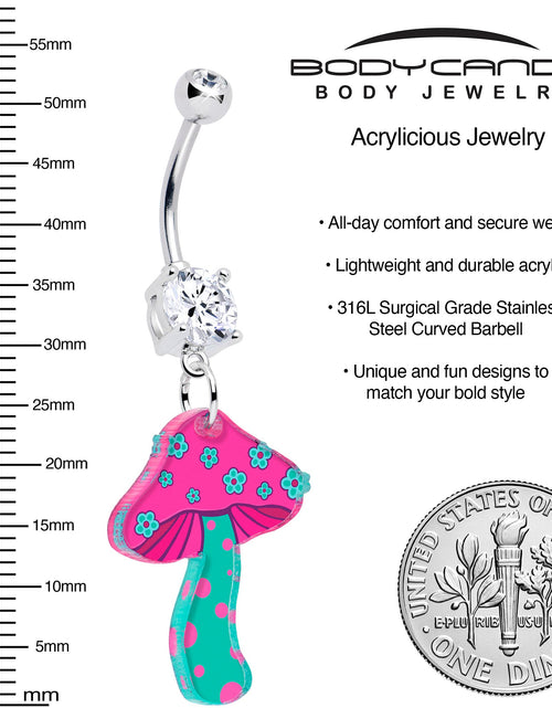 Load image into Gallery viewer, Double Gem Funky Floral Mushroom Dangle Belly Ring by Onyx O
