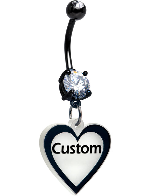 Load image into Gallery viewer, Custom Glow in the Dark Heart Dangle Personalized Belly Ring
