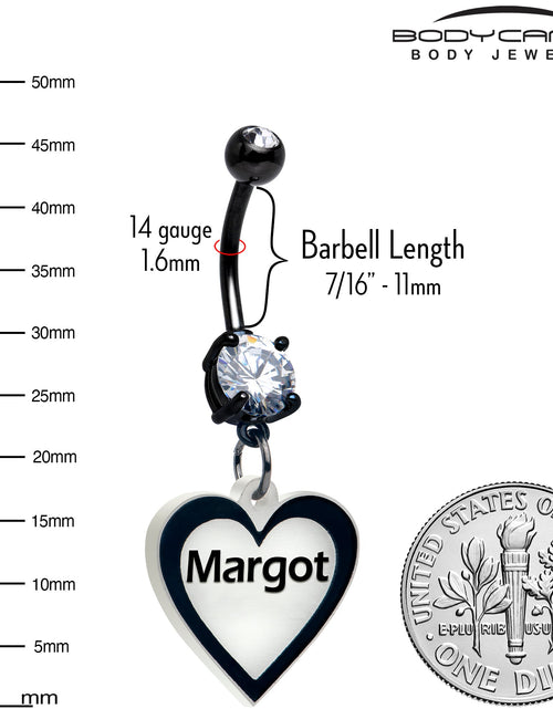 Load image into Gallery viewer, Custom Glow in the Dark Heart Dangle Personalized Belly Ring
