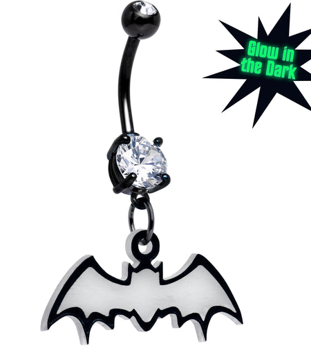 Glow in the Dark Dangle Bat Belly Ring by Onyx O