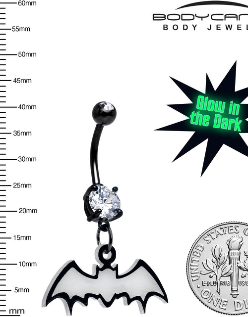 Load image into Gallery viewer, Glow in the Dark Dangle Bat Belly Ring by Onyx O

