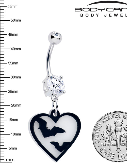 Load image into Gallery viewer, Flying Bat Heart Glow in the Dark Dangle Belly Ring by Onyx O
