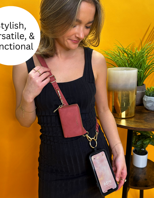 Load image into Gallery viewer, Clip &amp; Go Strap w/Pouch Brushed Vegan Leather
