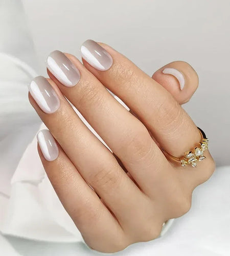 Classic Pearl White Short Square Nails - Press On Nails