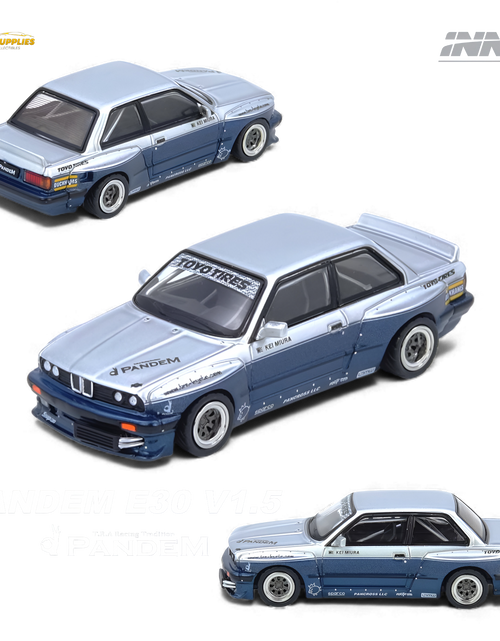 Load image into Gallery viewer, (Pre-Order) INNO64 Pandem E30 M3 Silver/Blue 1:64
