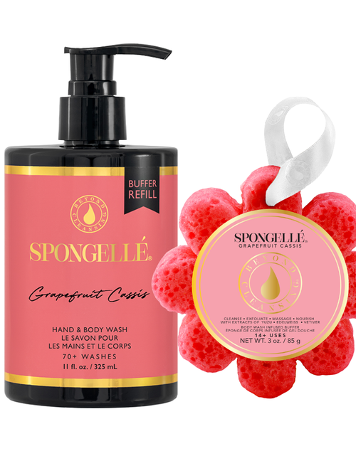 Load image into Gallery viewer, Grapefruit Cassis Boxed Flower &amp; Body Wash Refill Set
