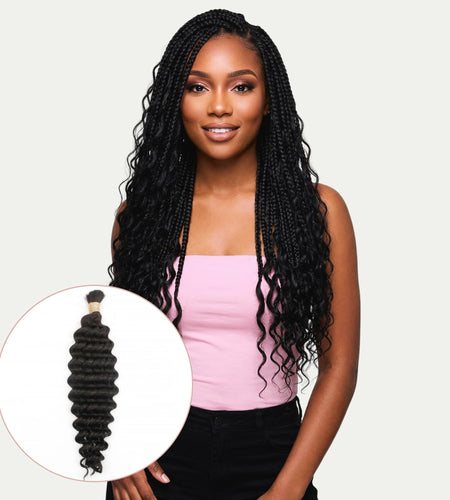 Deep Wave Bulk 100% Human Braiding Hair