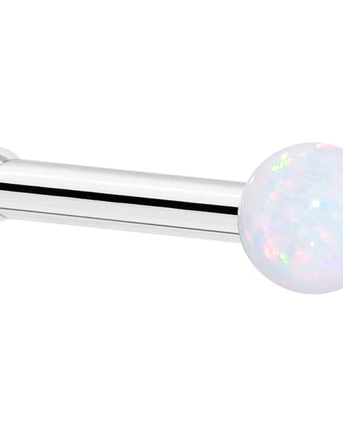 Load image into Gallery viewer, 14k White Gold 2.5mm Synthetic Opal Ball Nose Ring
